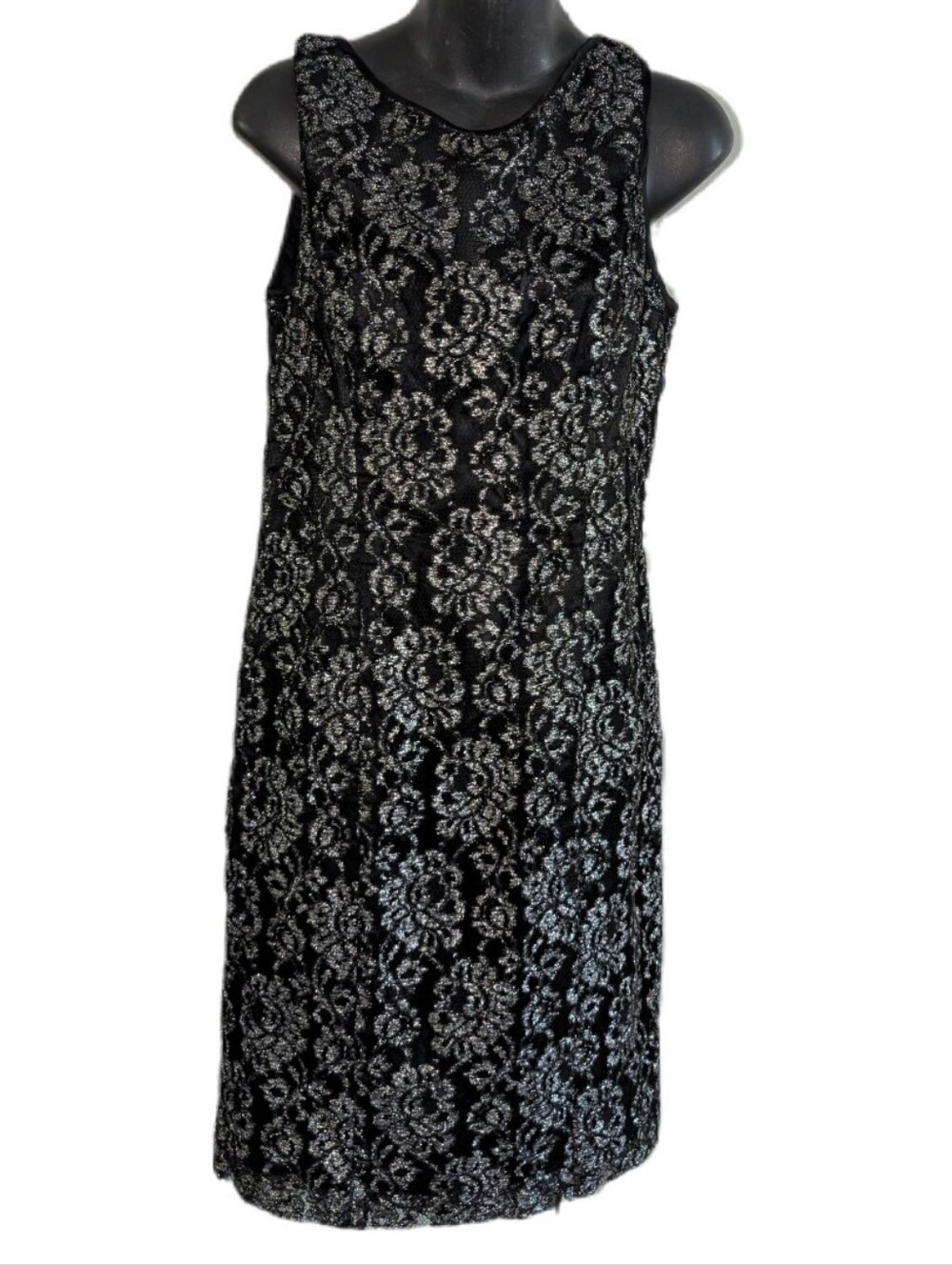 Vintage Georgiou Lace Mesh Metallic Tank Dress Size 10